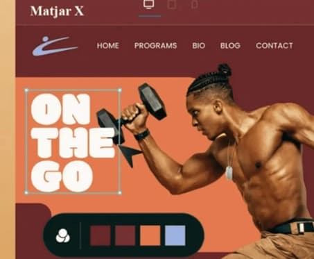 A finished MatjarX-built website shown in the editor