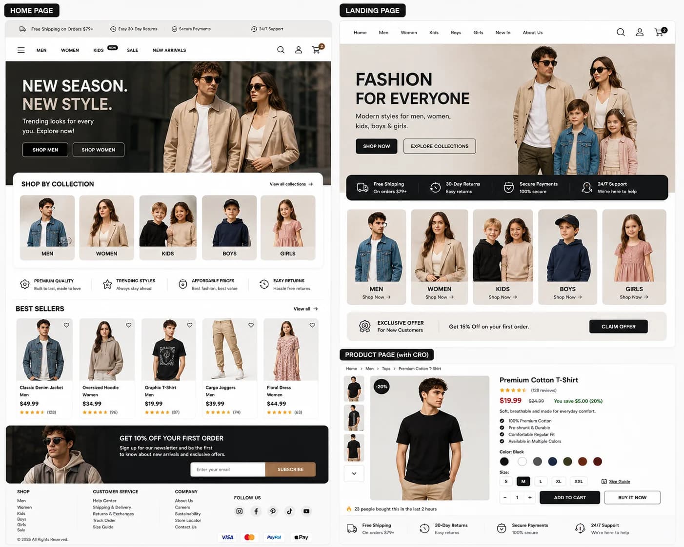 MatjarX apparel store UI template - responsive fashion e-commerce design with clothing grid and shopping cart