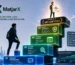 A futuristic illustration showing a digital marketer climbing a staircase labeled Prompt Engineering, Vector Search, Schema Markup, and Entity Authority toward a GEO Certified platform.
