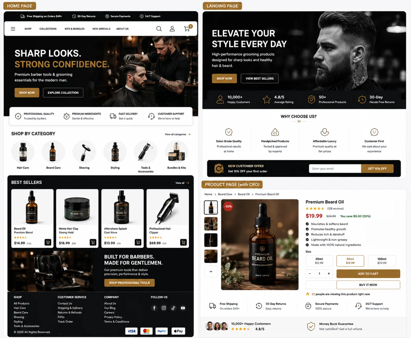 MatjarX barber shop website template - modern online booking and responsive layout for local grooming businesses